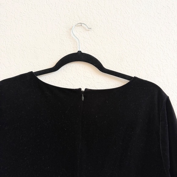 Lands End Womens Black Velvet V-Neck Fit Flare Dress 16W Holiday Formal - Picture 9 of 9